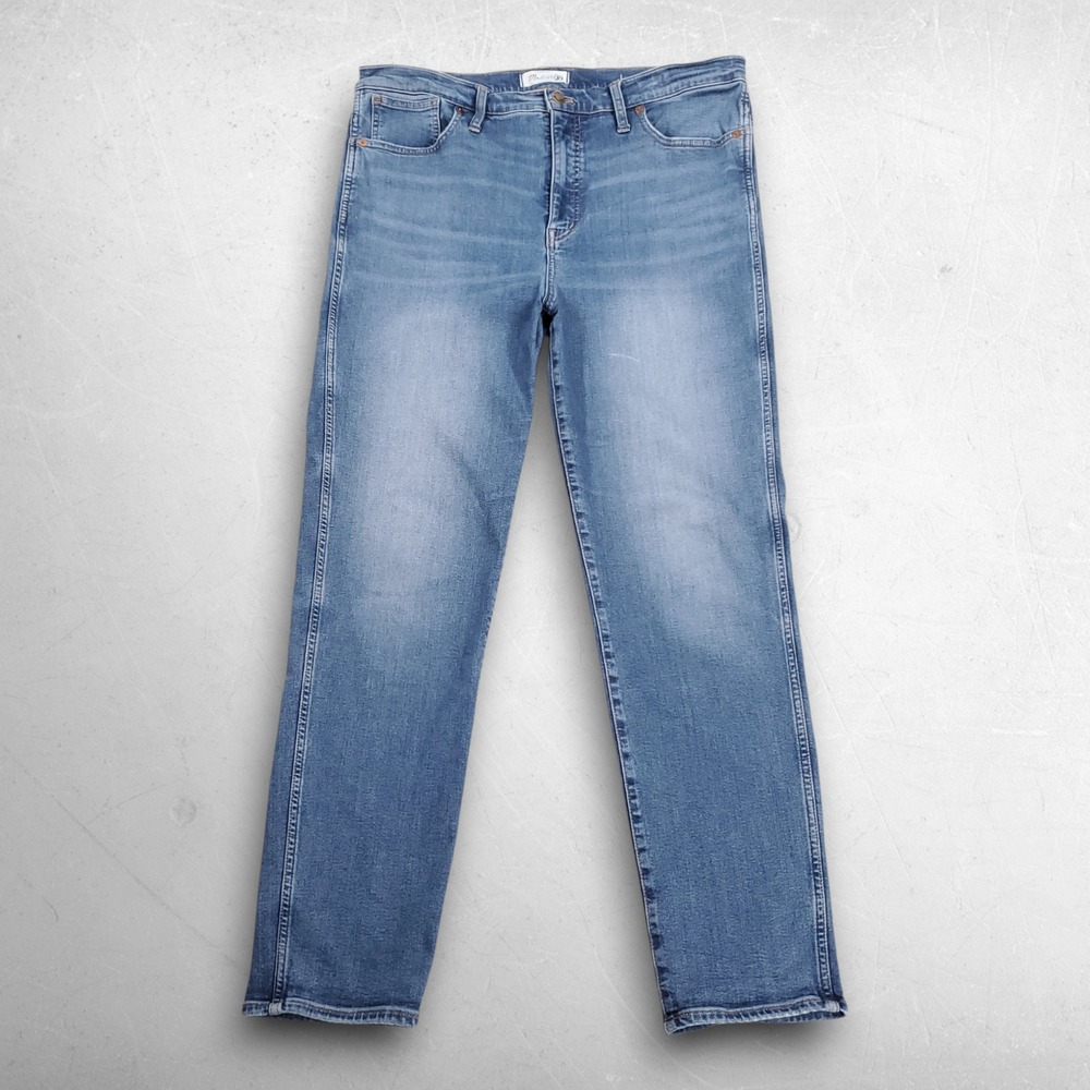Madewell Stovepipe Jeans Women 32T Blue Coastal Boho Minimalist Stretch NC511